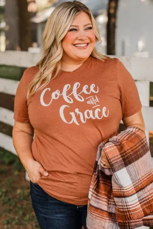 "Coffee & Grace" Graphic Tee- Burnt Orange
