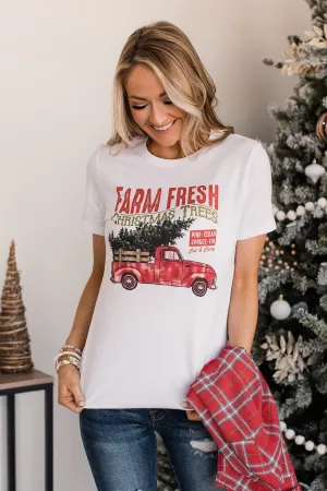 "Farm Fresh Christmas Trees" Truck Graphic Tee- White
