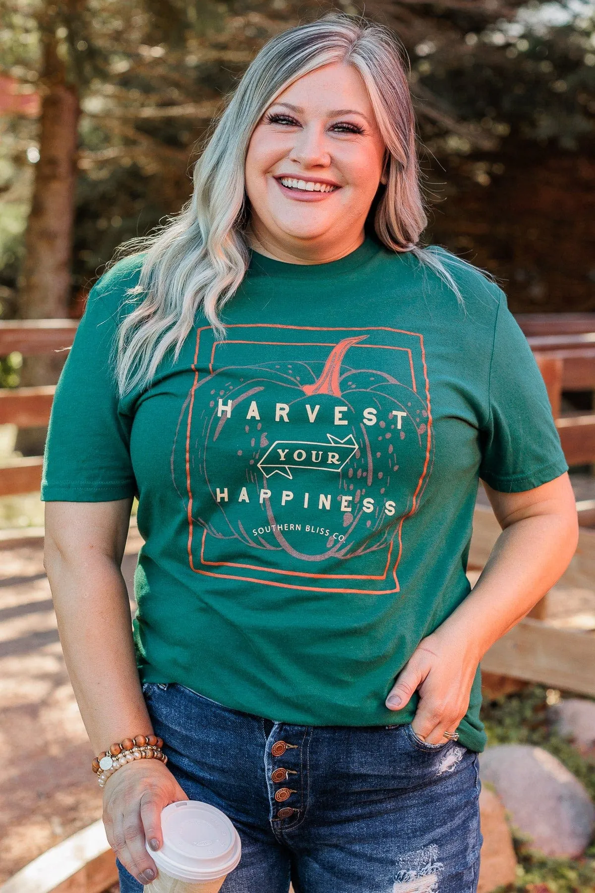 "Harvest Your Happiness" Graphic Tee- Dark Jade