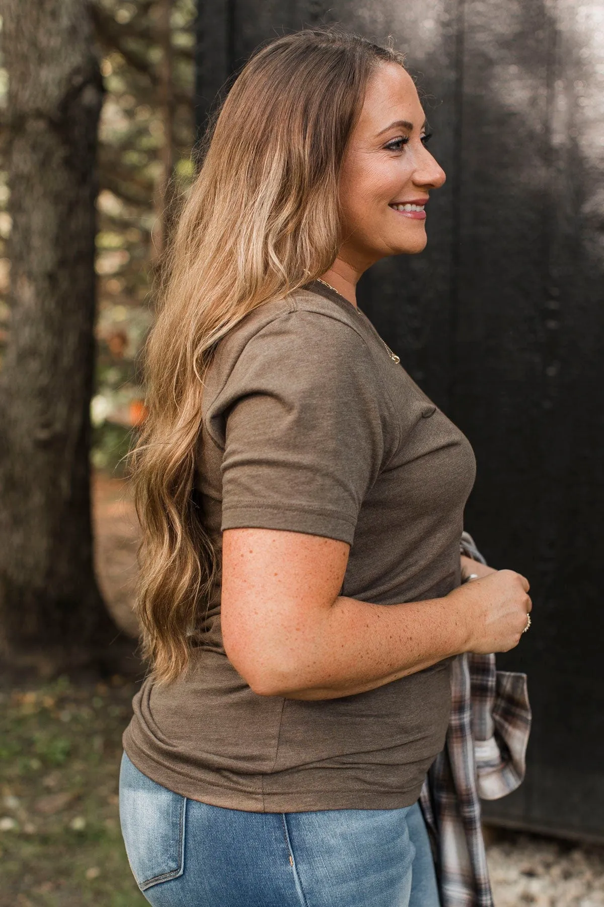 "Hello Fall" Leaf Graphic Tee- Brown