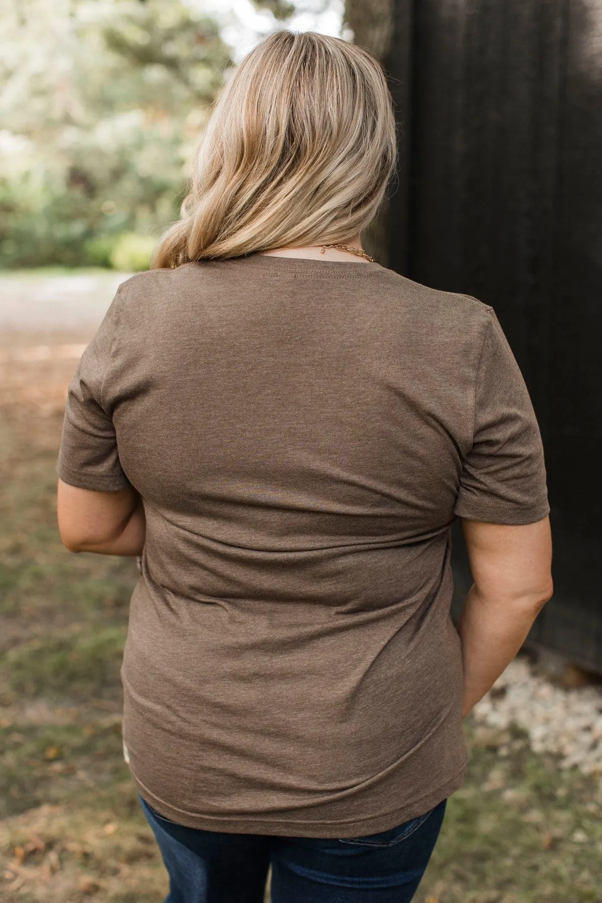 "Hello Fall" Leaf Graphic Tee- Brown