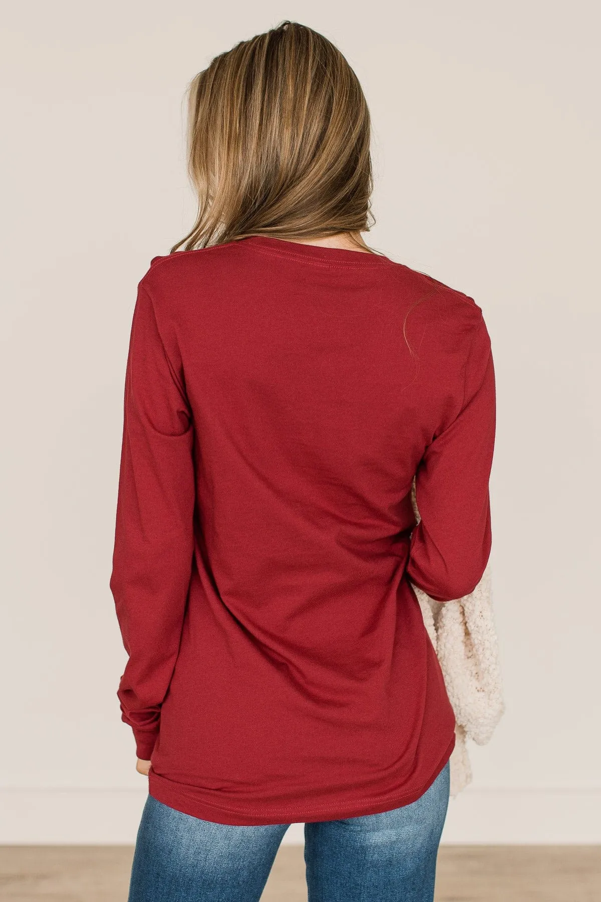 "I Run On Coffee & Christmas Cheer" Graphic Top- Dark Red