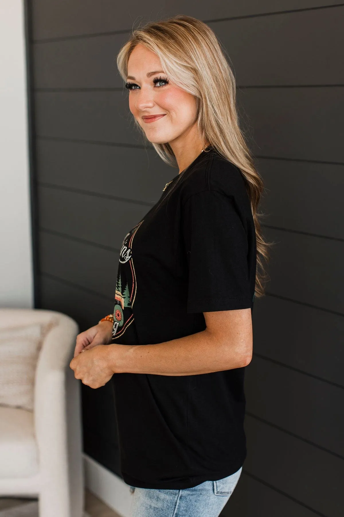 "Mountains Are Calling" Graphic Tee- Black