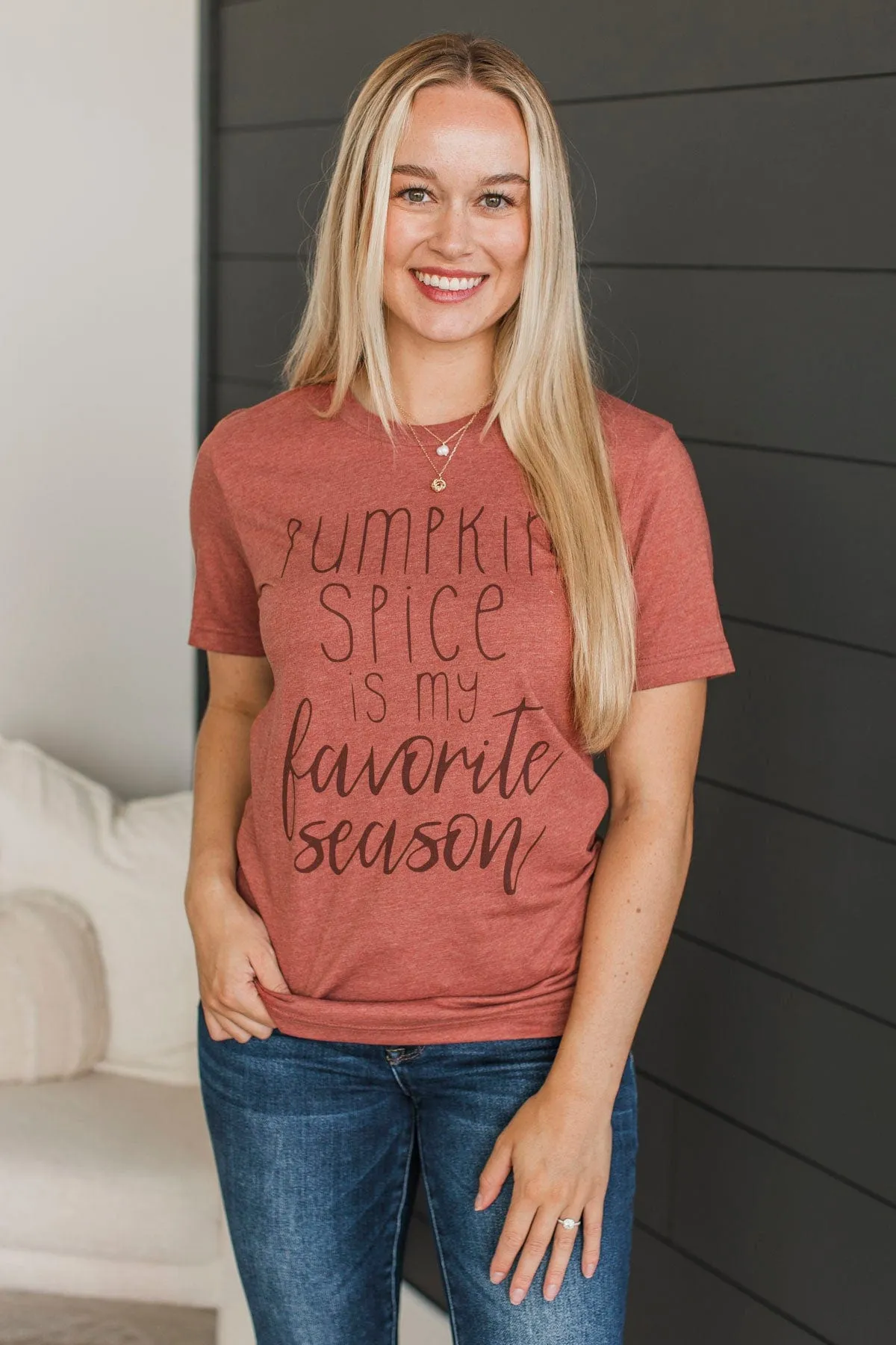 "Pumpkin Spice Is My Favorite Season" Graphic Tee- Brick