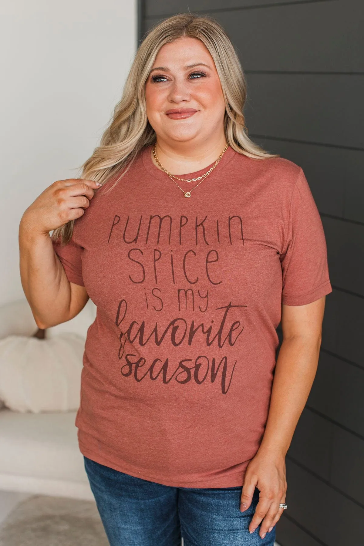 "Pumpkin Spice Is My Favorite Season" Graphic Tee- Brick