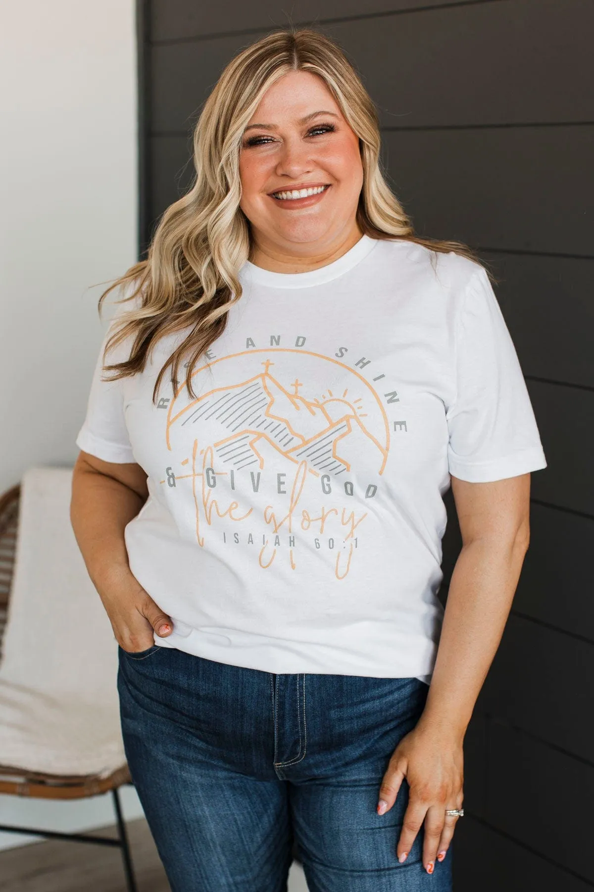 "Rise And Shine" Graphic Tee- White