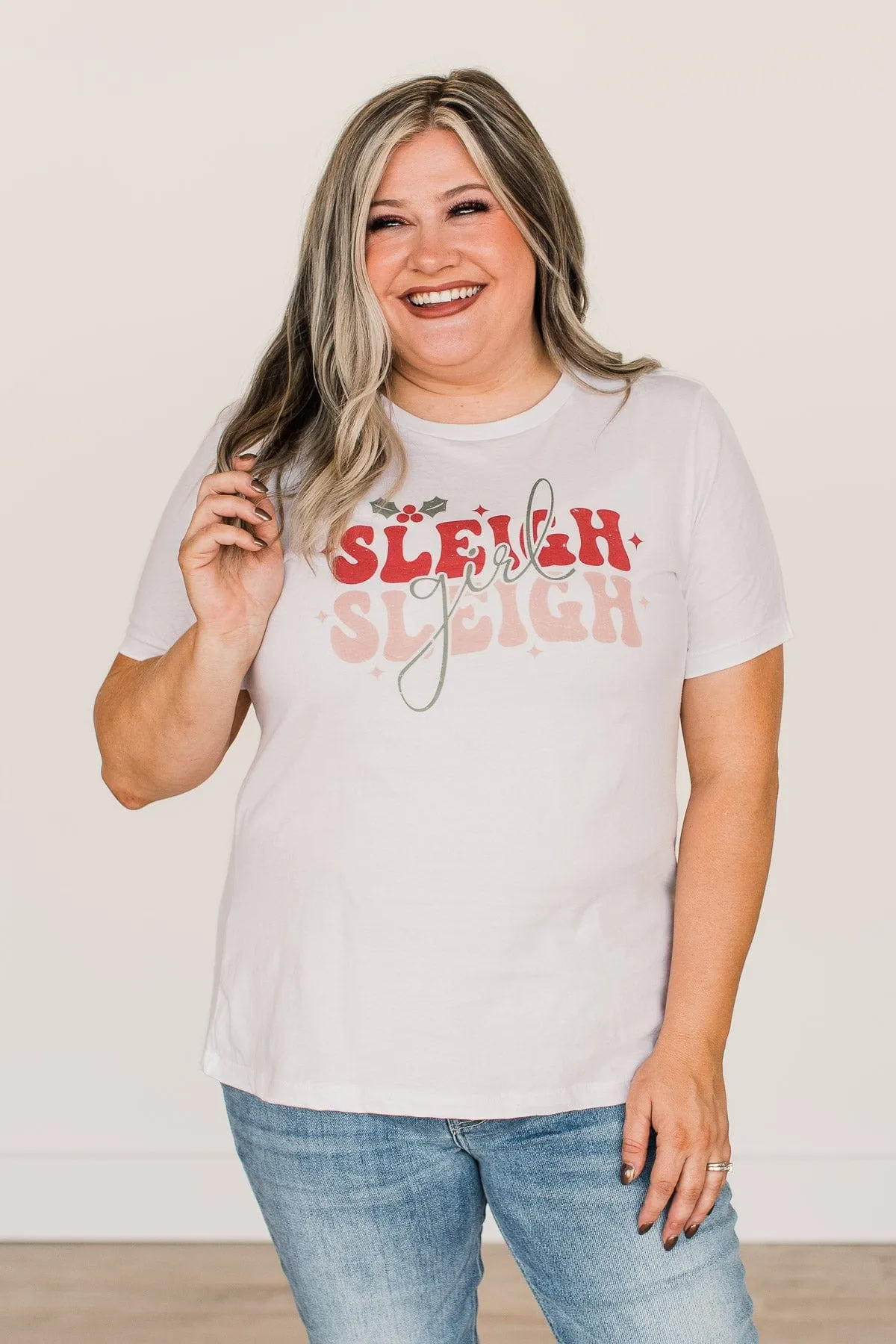 "Sleigh Girl Sleigh" Graphic Tee- White
