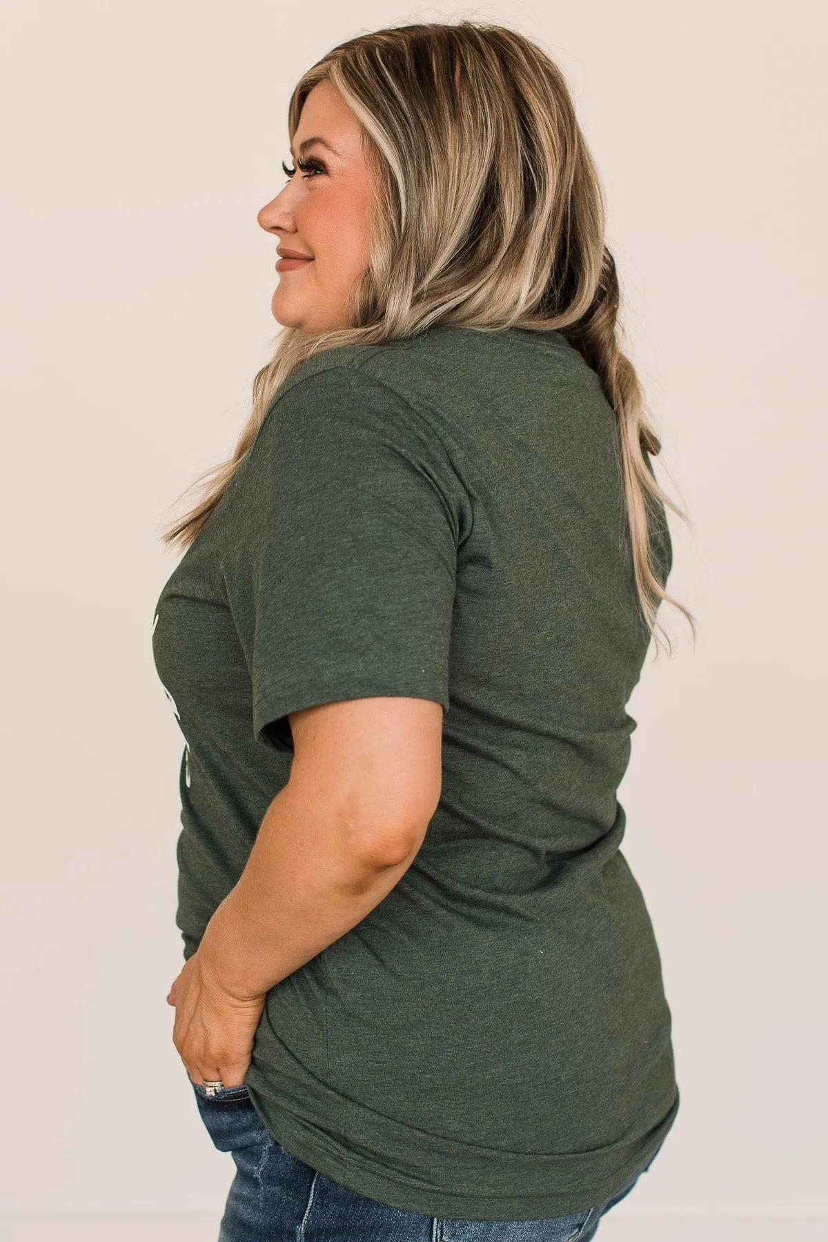 "Thankful, Grateful, Blessed" Graphic Tee- Forest Green