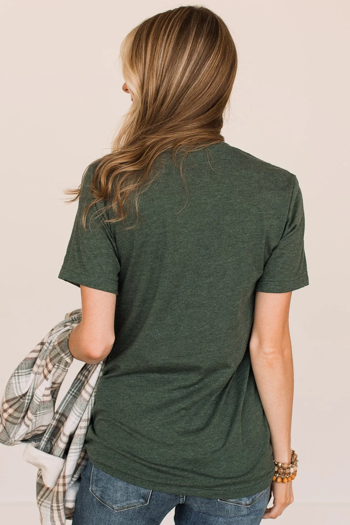 "Thankful, Grateful, Blessed" Graphic Tee- Forest Green