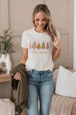 "Tis The Season" Graphic Top- Ivory