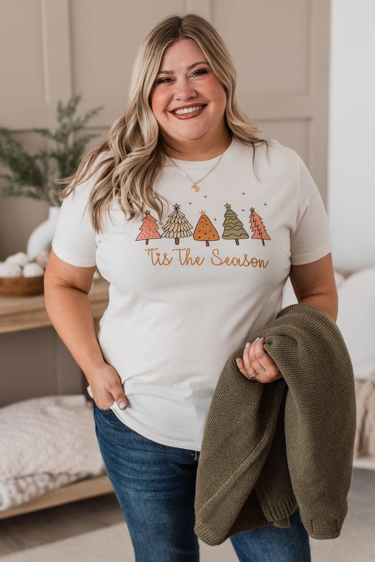 "Tis The Season" Graphic Top- Ivory