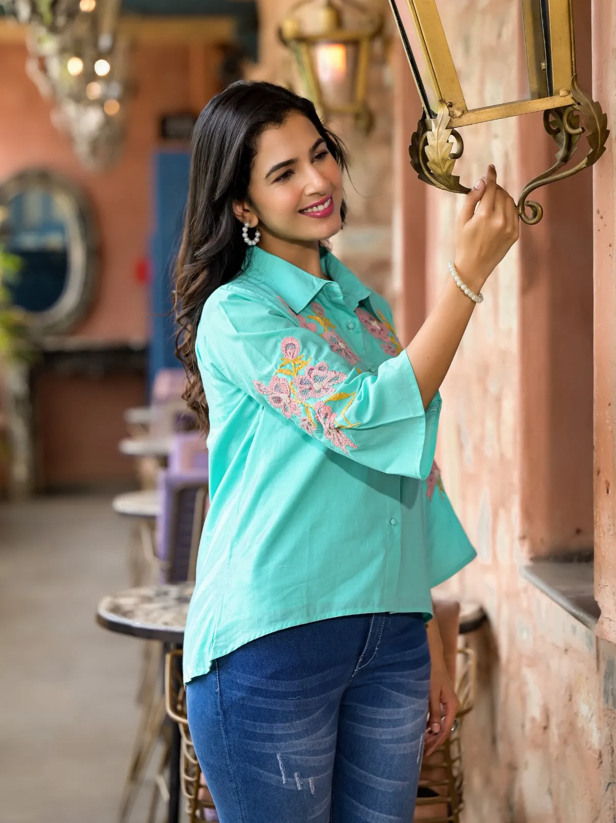 Rama Green Cotton Tops