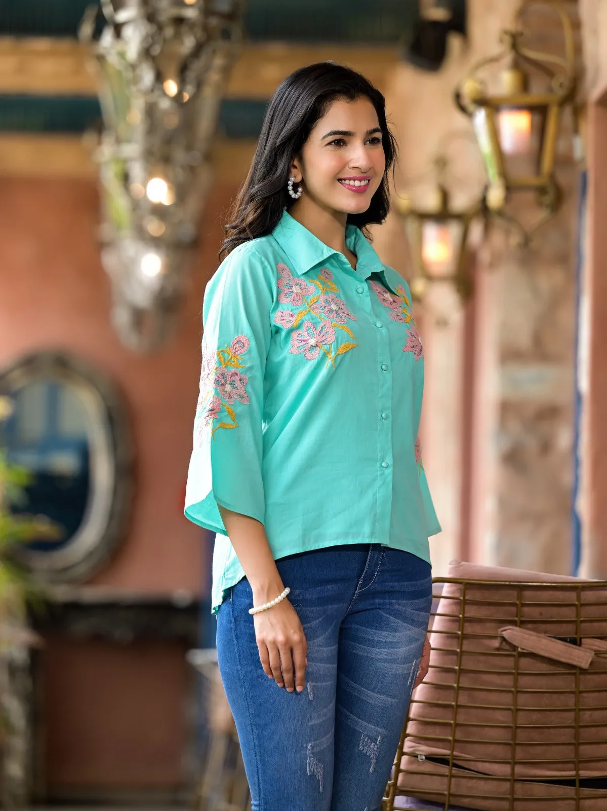 Rama Green Cotton Tops