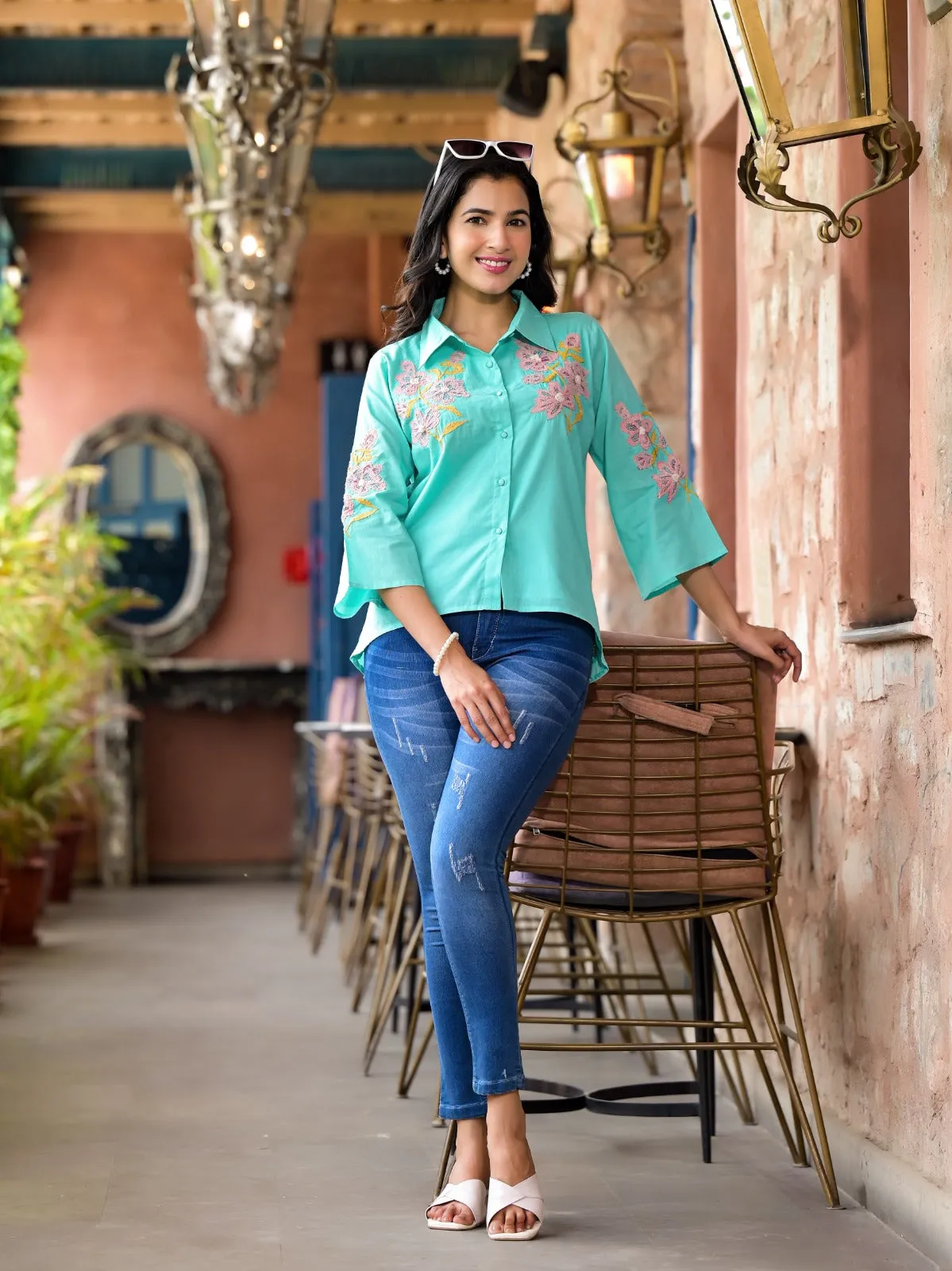 Rama Green Cotton Tops