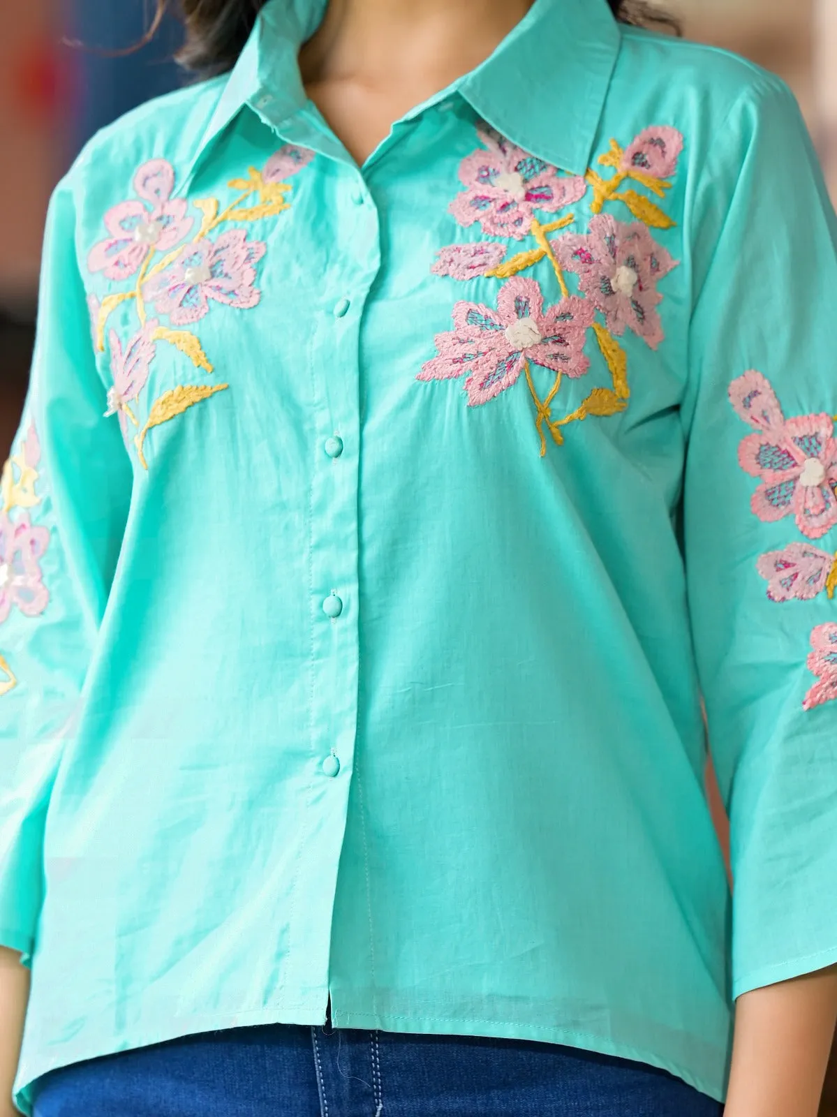 Rama Green Cotton Tops