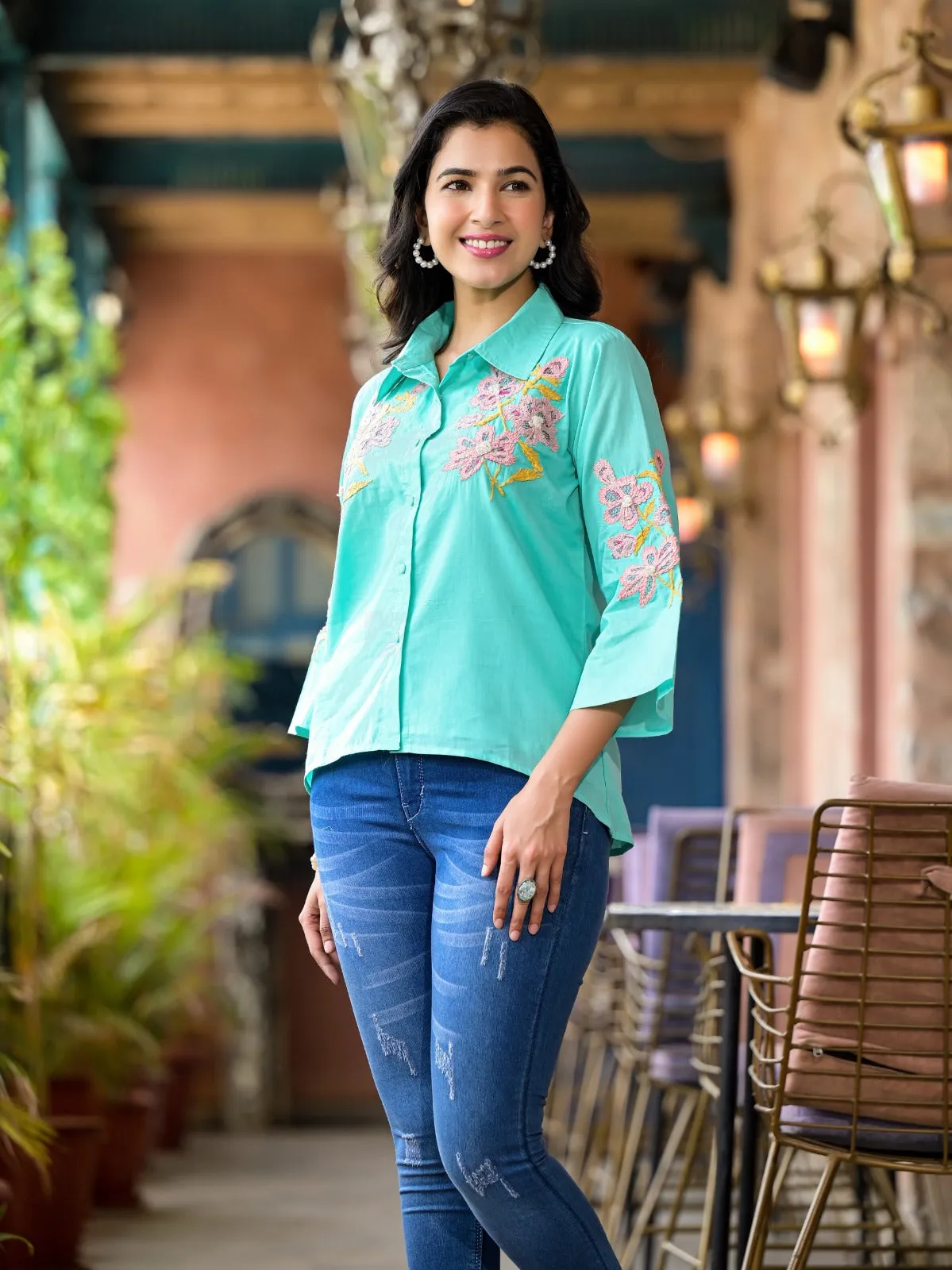 Rama Green Cotton Tops