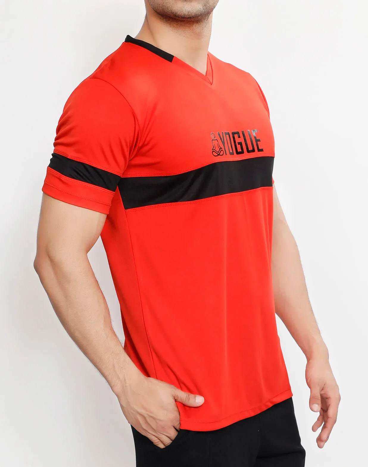 Red & Black V-Neck T-Shirt