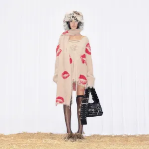 Red Lips Print Cozy Sweater