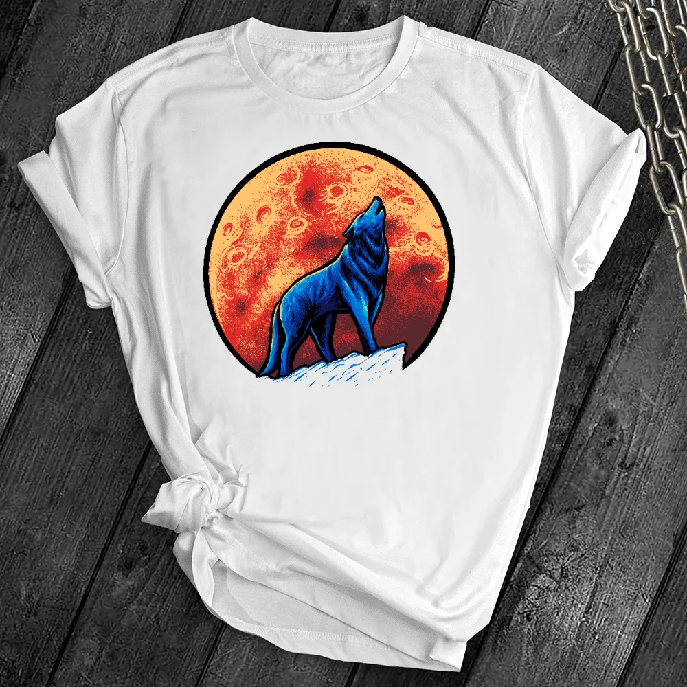 Red Moon Wolf Howl Tee