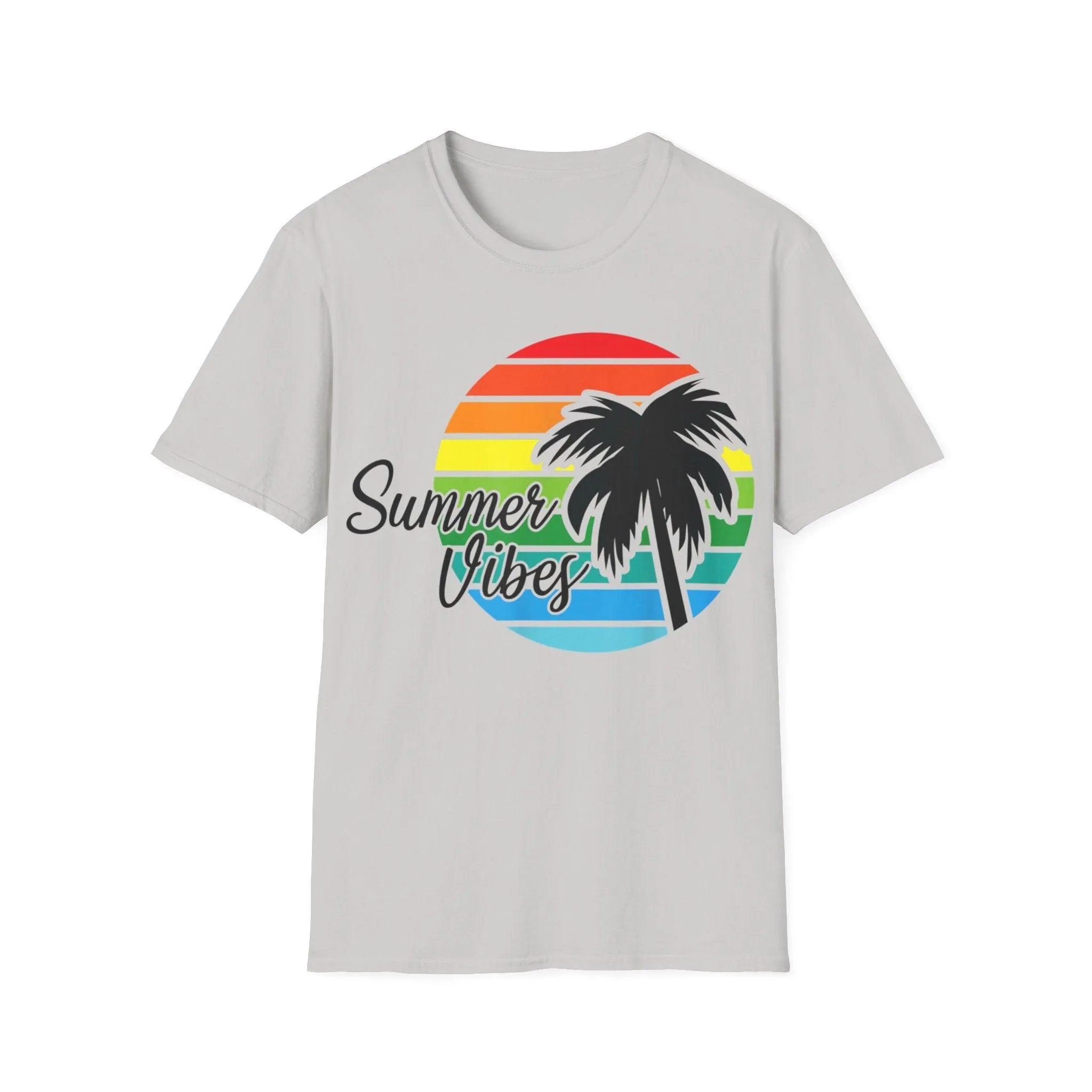 Retro Beach Summer Vibe Sunset And Palm Trees Unisex Softstyle T-Shirt