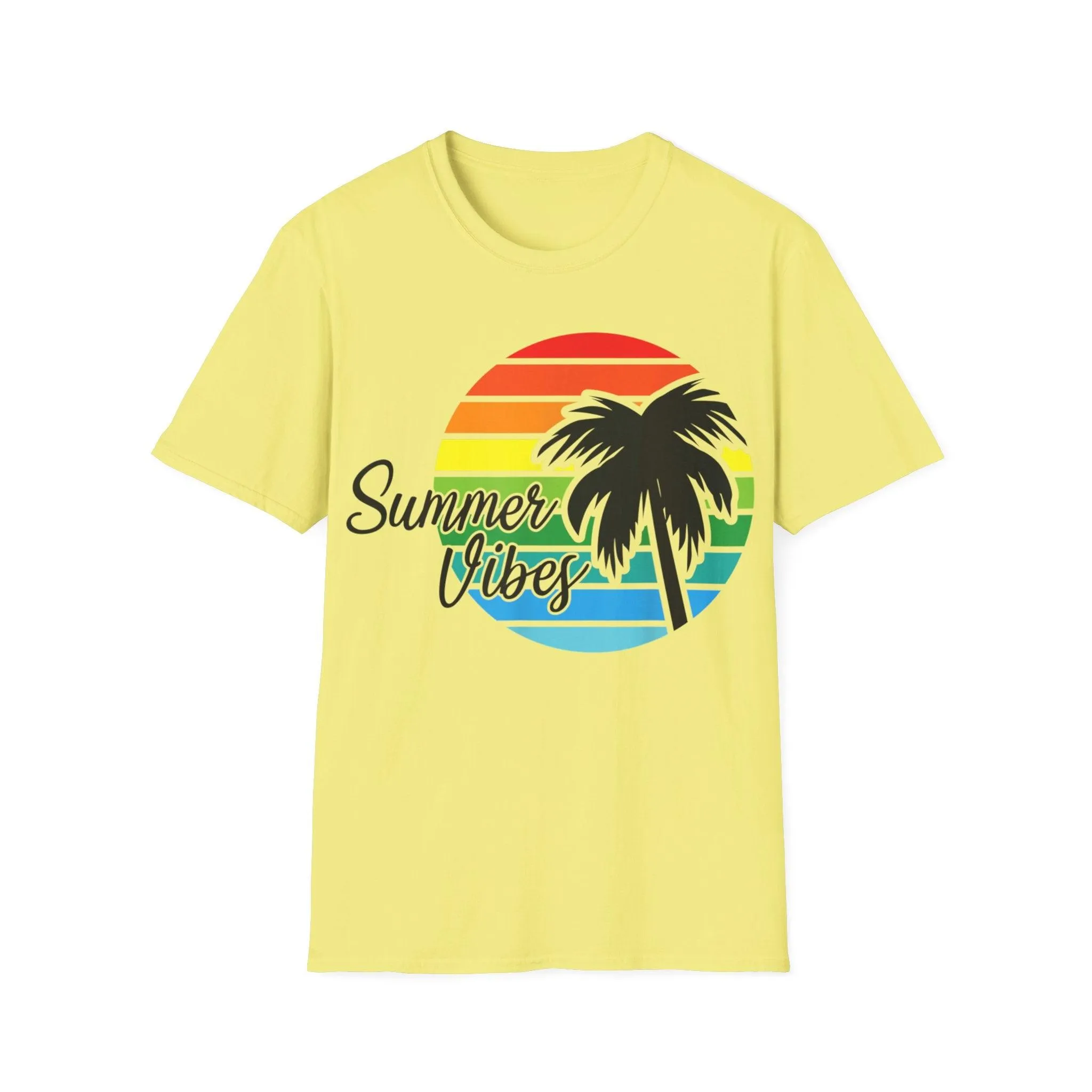 Retro Beach Summer Vibe Sunset And Palm Trees Unisex Softstyle T-Shirt