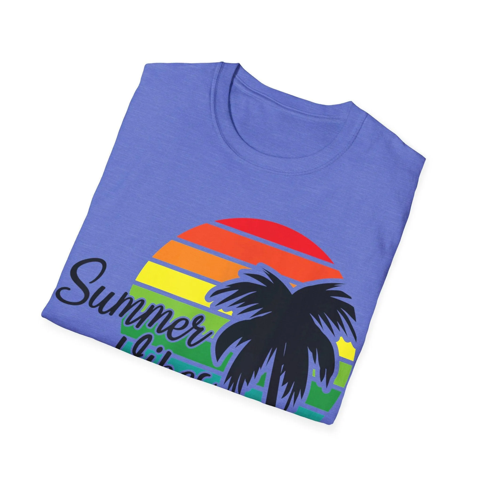 Retro Beach Summer Vibe Sunset And Palm Trees Unisex Softstyle T-Shirt