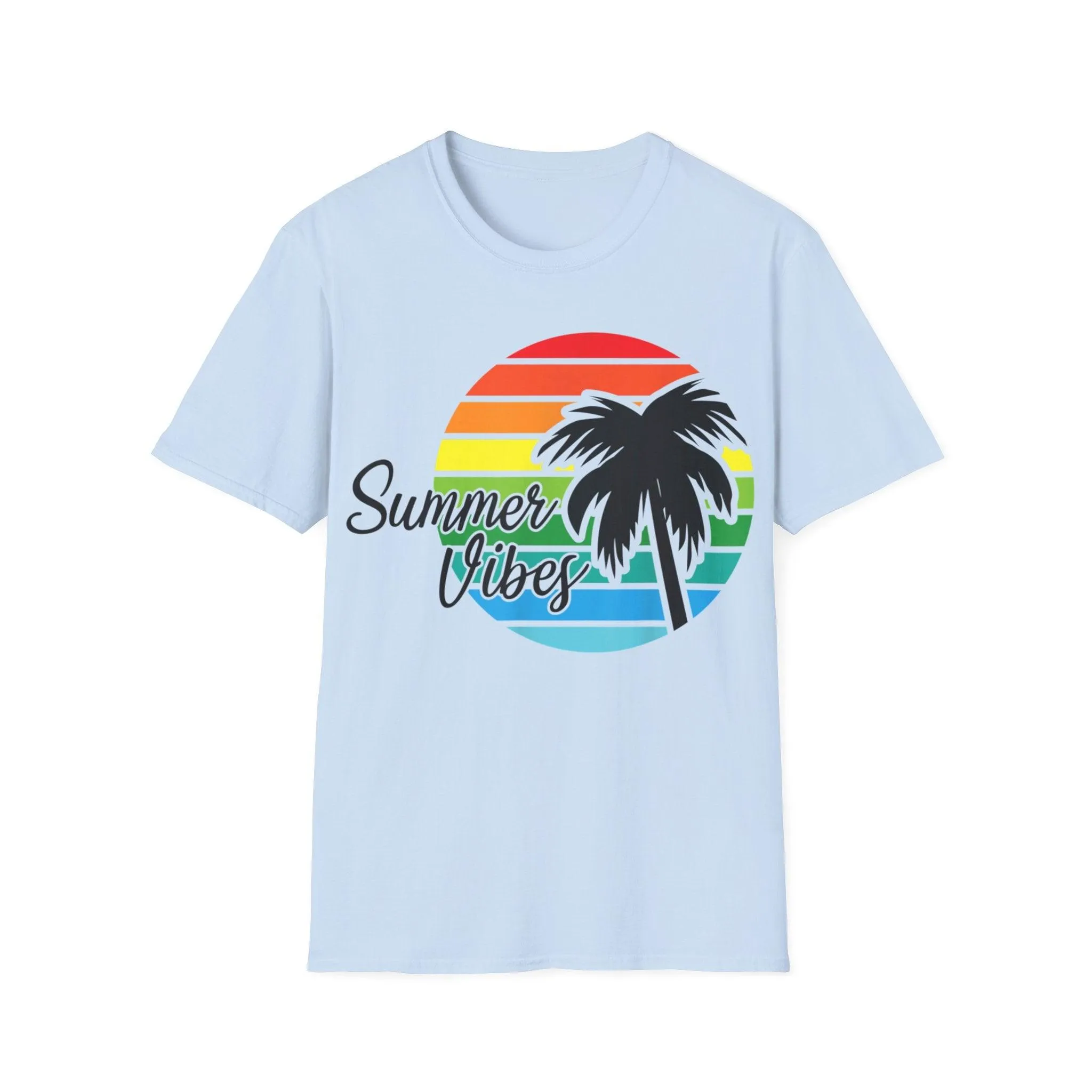 Retro Beach Summer Vibe Sunset And Palm Trees Unisex Softstyle T-Shirt