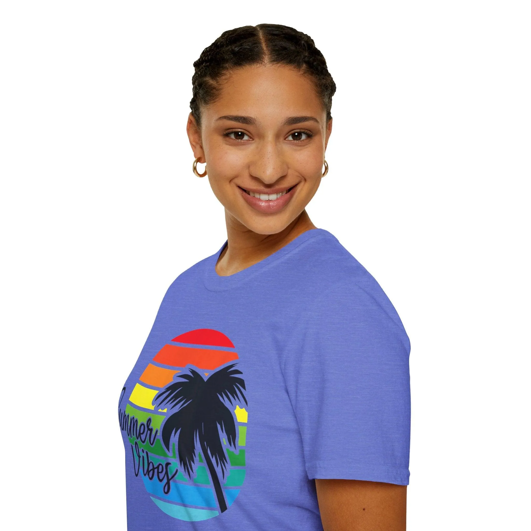 Retro Beach Summer Vibe Sunset And Palm Trees Unisex Softstyle T-Shirt
