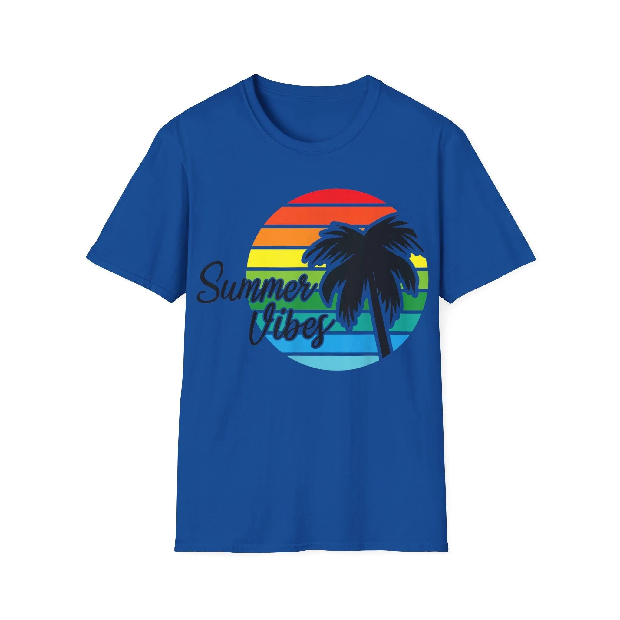 Retro Beach Summer Vibe Sunset And Palm Trees Unisex Softstyle T-Shirt