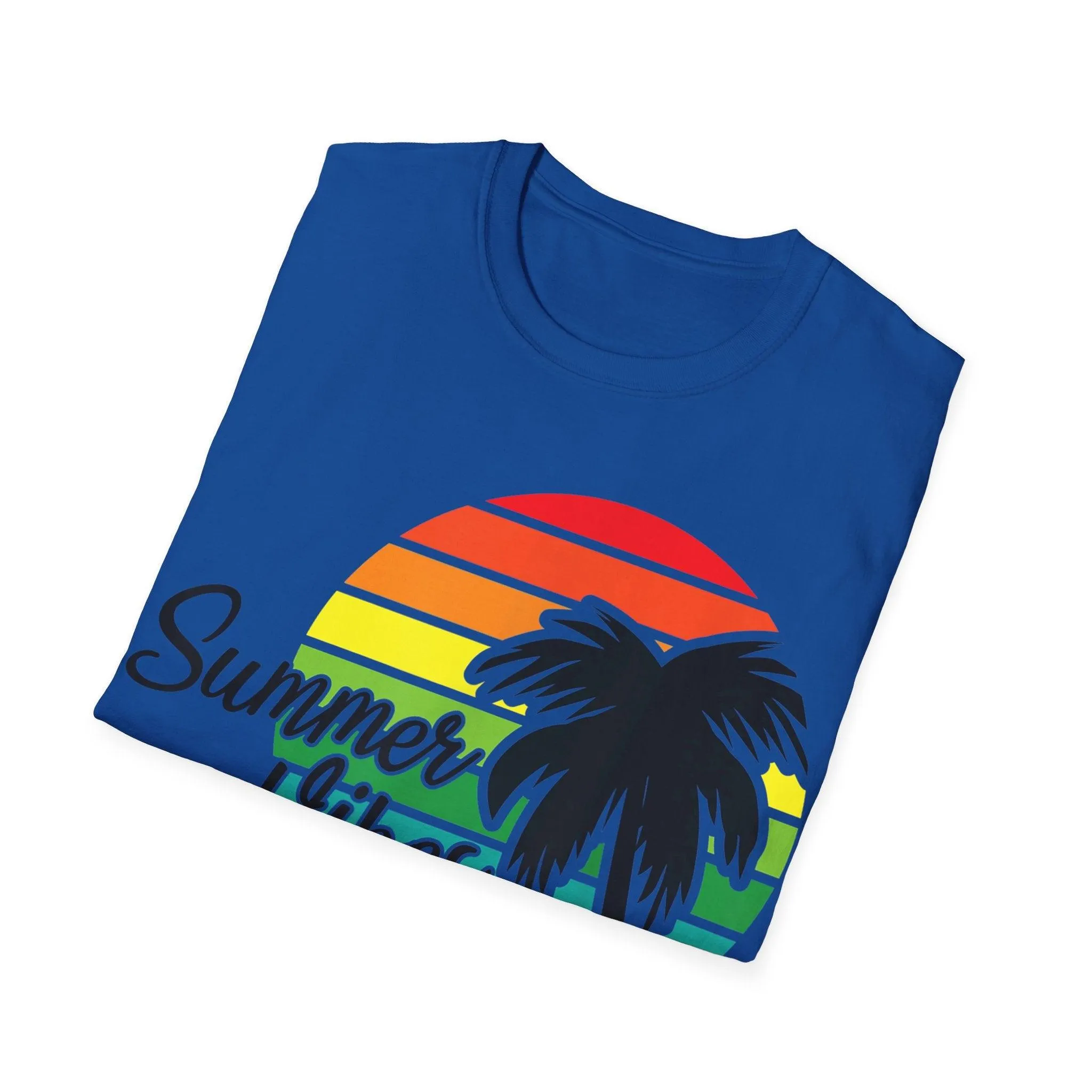 Retro Beach Summer Vibe Sunset And Palm Trees Unisex Softstyle T-Shirt