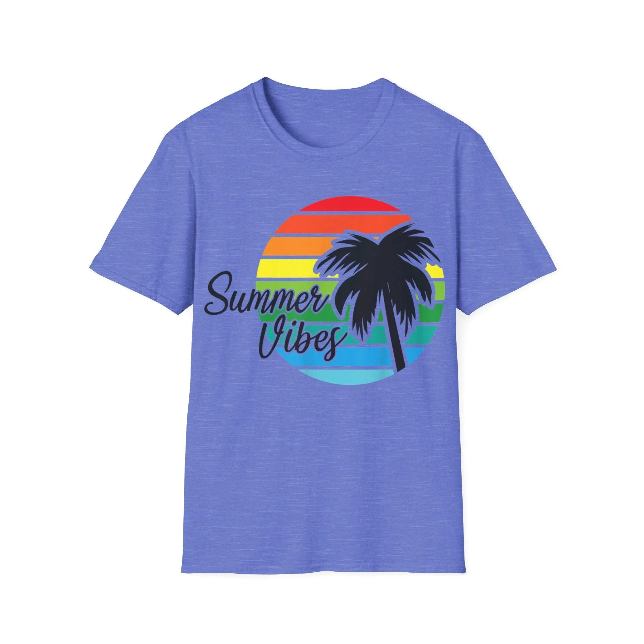 Retro Beach Summer Vibe Sunset And Palm Trees Unisex Softstyle T-Shirt
