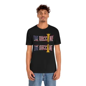 Screw the Vaccine American Flag Mirrored Short Sleeve Tee