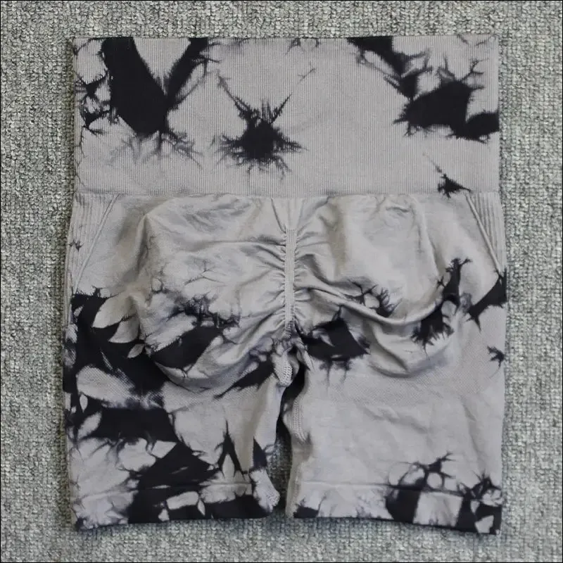 Seamless tie dye sport shorts for women summer elastic scrunch high waist push up tummy control gym