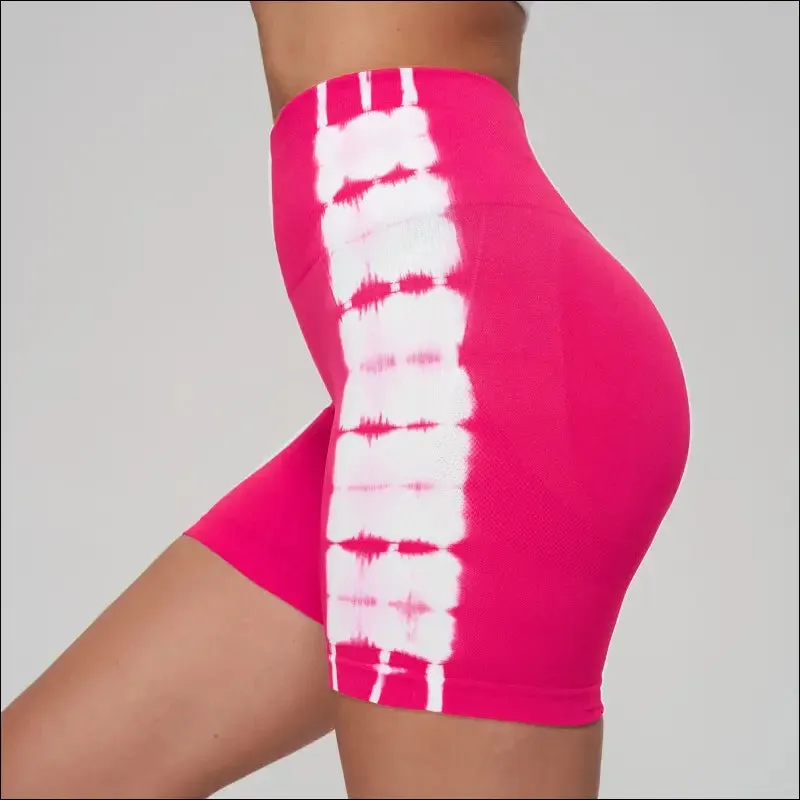Seamless tie dye sport shorts for women summer elastic scrunch high waist push up tummy control gym