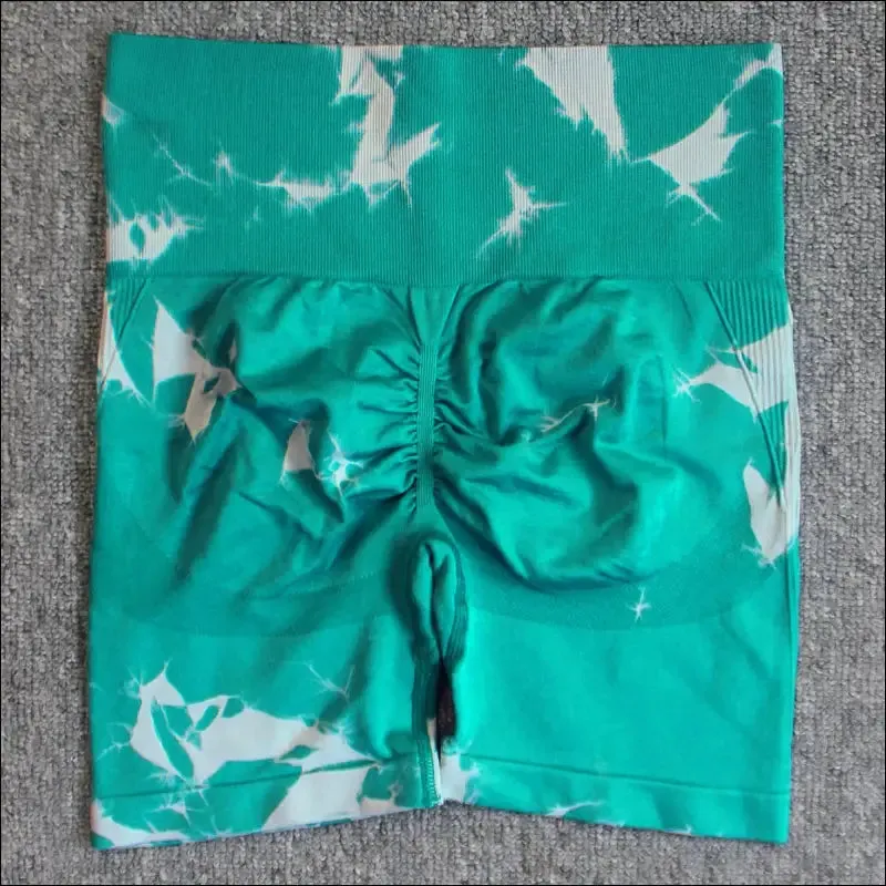 Seamless tie dye sport shorts for women summer elastic scrunch high waist push up tummy control gym
