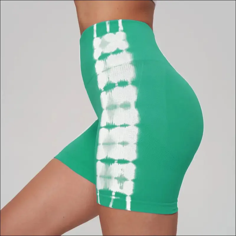 Seamless tie dye sport shorts for women summer elastic scrunch high waist push up tummy control gym