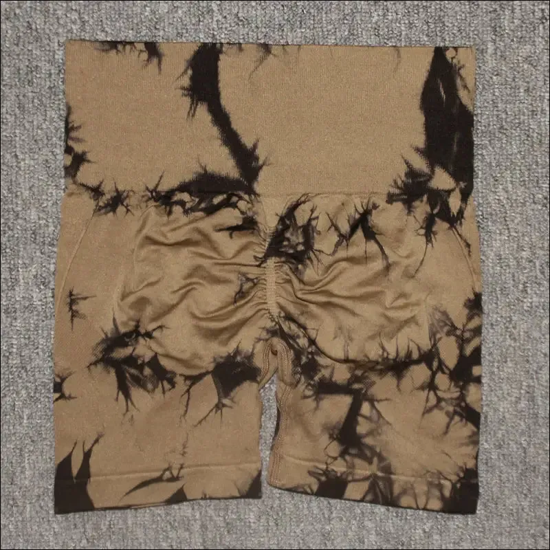 Seamless tie dye sport shorts for women summer elastic scrunch high waist push up tummy control gym