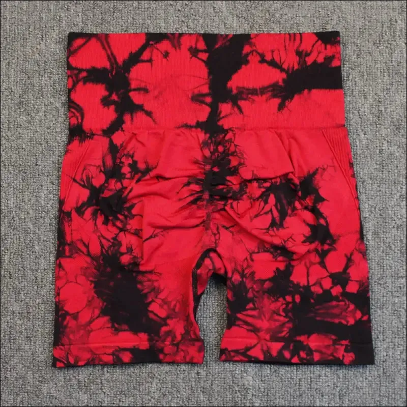 Seamless tie dye sport shorts for women summer elastic scrunch high waist push up tummy control gym