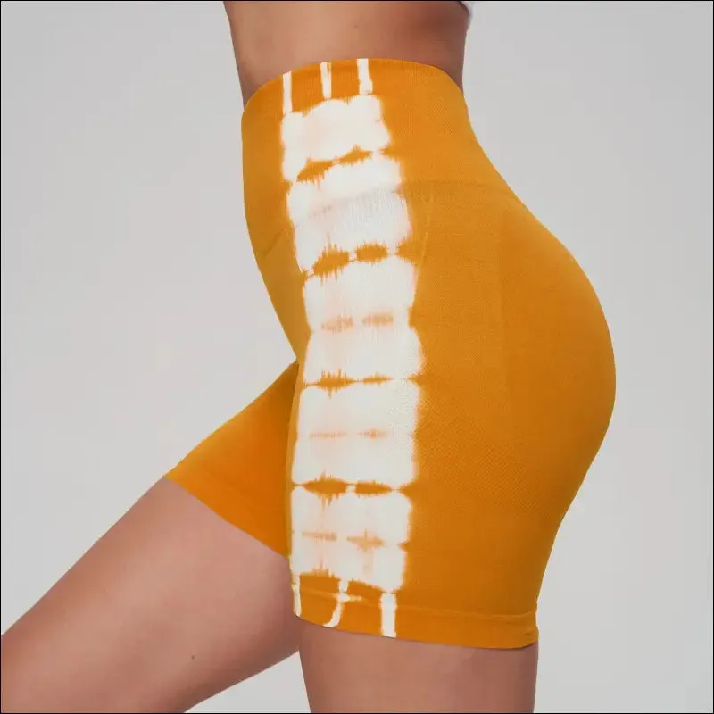 Seamless tie dye sport shorts for women summer elastic scrunch high waist push up tummy control gym