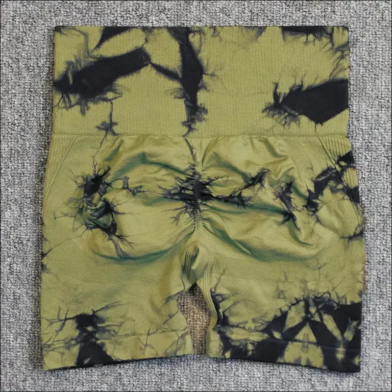 Seamless tie dye sport shorts for women summer elastic scrunch high waist push up tummy control gym