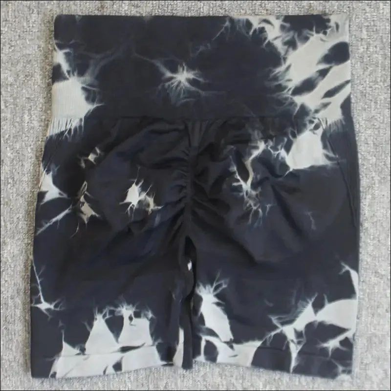 Seamless tie dye sport shorts for women summer elastic scrunch high waist push up tummy control gym