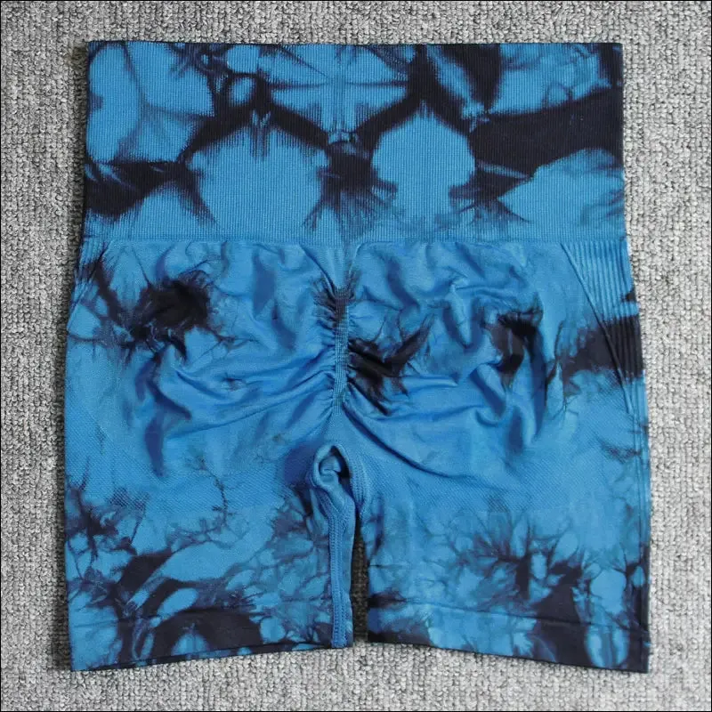 Seamless tie dye sport shorts for women summer elastic scrunch high waist push up tummy control gym