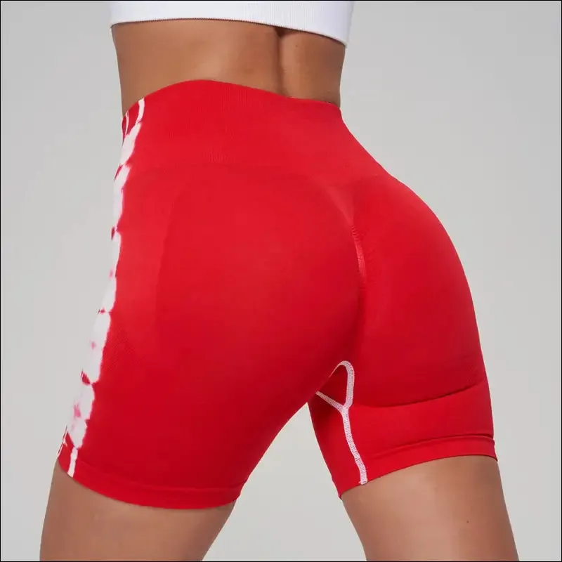 Seamless tie dye sport shorts for women summer elastic scrunch high waist push up tummy control gym