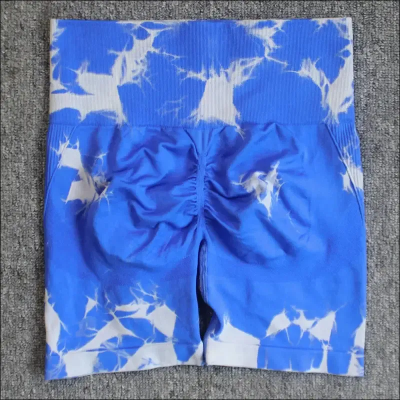 Seamless tie dye sport shorts for women summer elastic scrunch high waist push up tummy control gym