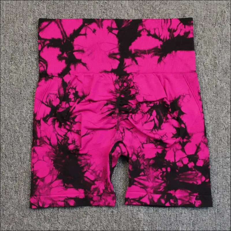 Seamless tie dye sport shorts for women summer elastic scrunch high waist push up tummy control gym