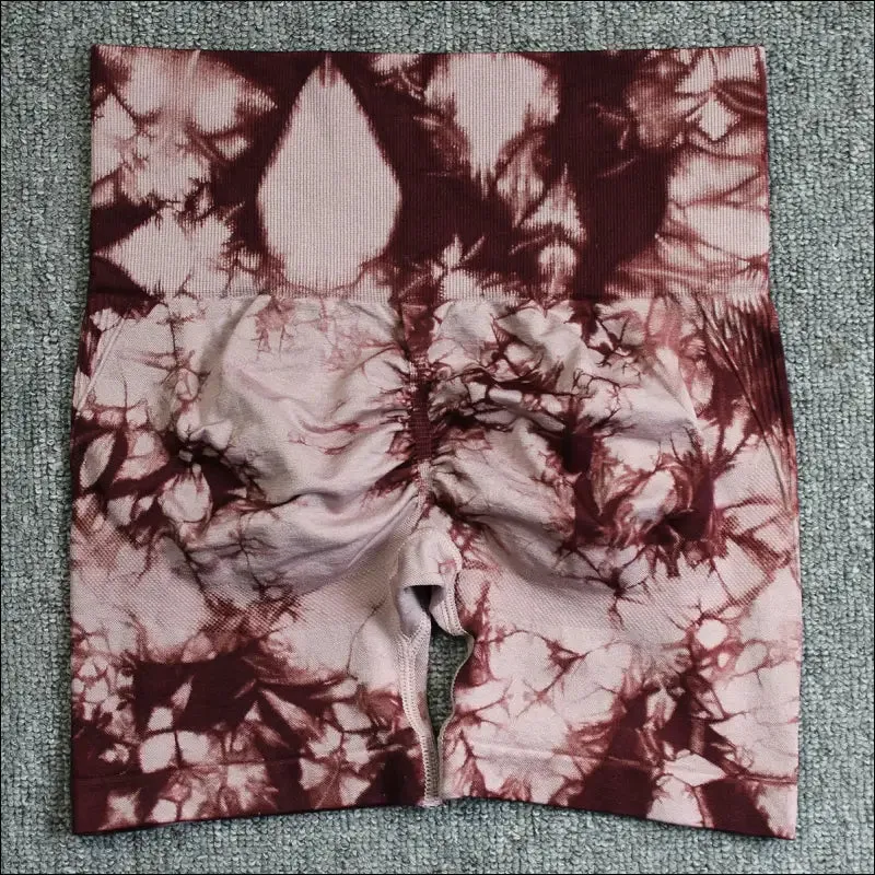Seamless tie dye sport shorts for women summer elastic scrunch high waist push up tummy control gym