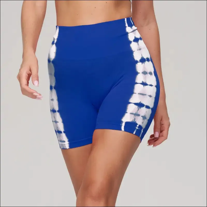 Seamless tie dye sport shorts for women summer elastic scrunch high waist push up tummy control gym