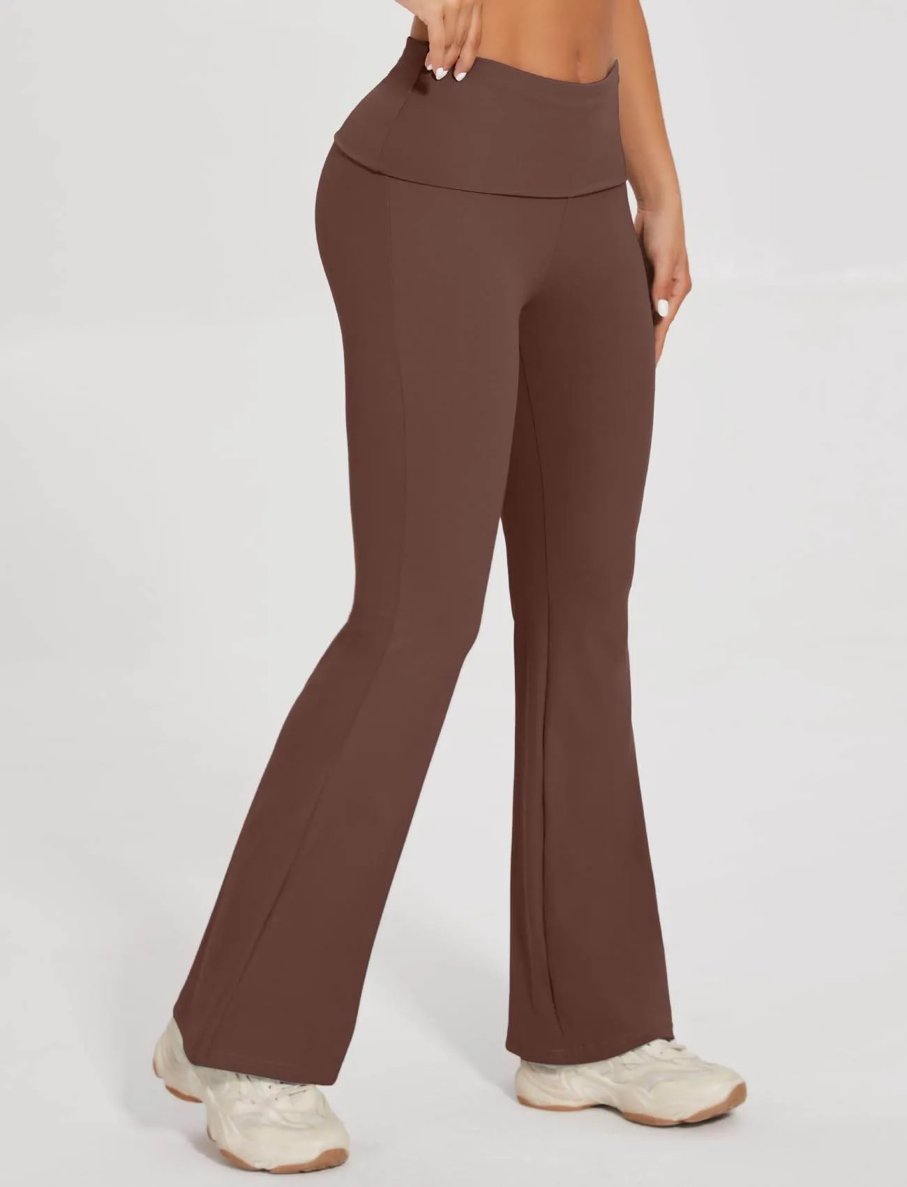 SEASUM Women 2 Piece Y2K Casual Workout Outfits Short Sleeve Crop Tops Fold over Yoga Pants Tracksuit Streetwear Lounge Sets Coconut Brown XS