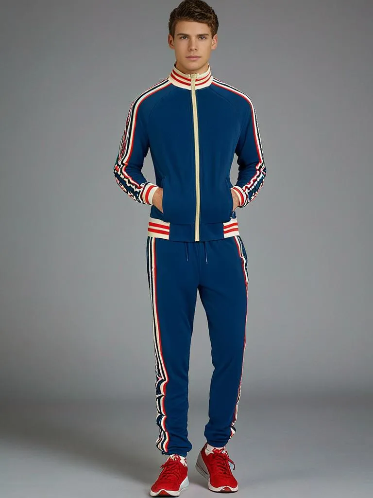 Set of striped tracksuit and sports pants for men