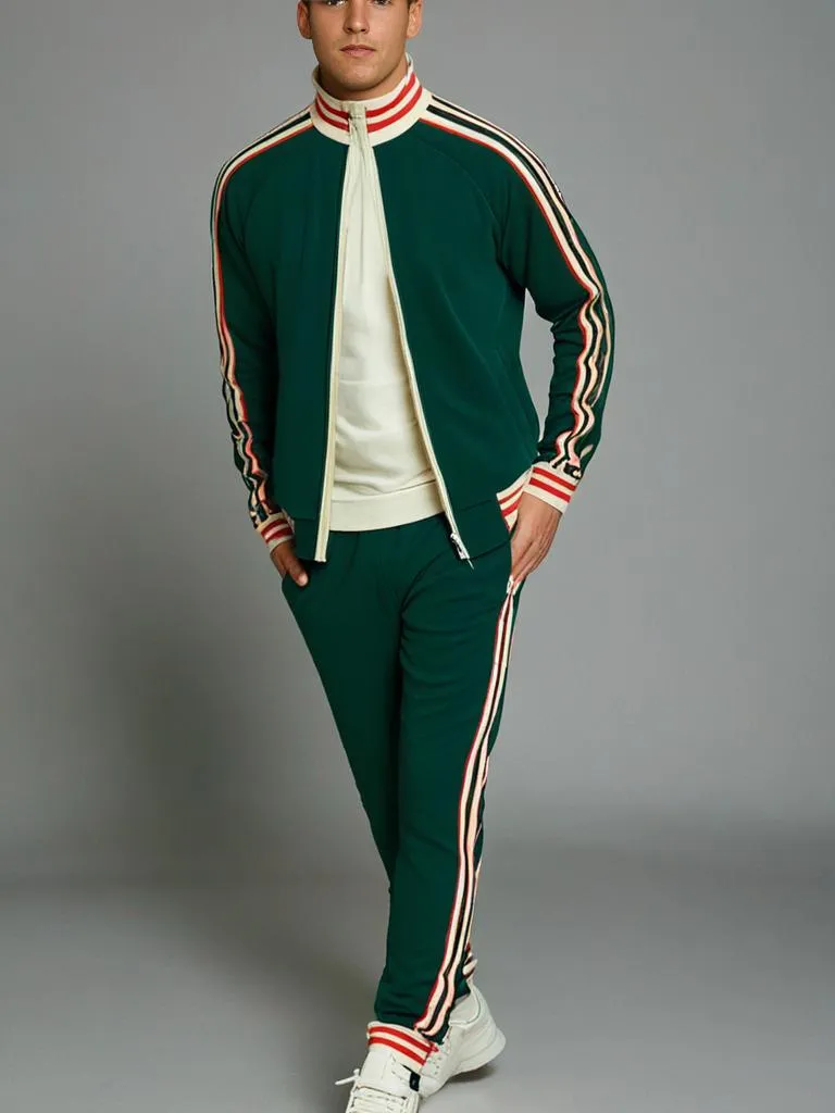 Set of striped tracksuit and sports pants for men